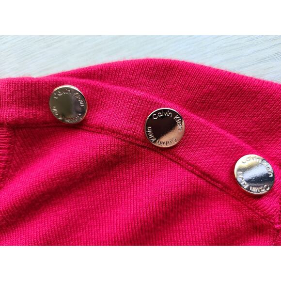SWEATER/KNIT-CALVIN KLEIN-Red-Mock Turtleneck-Accent Buttons-Long Sleeves-X-LRG - Picture 5 of 14